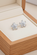 Five Petal Cubic Zirconia Stud Earrings | Silver Plated CZ Flower Studs