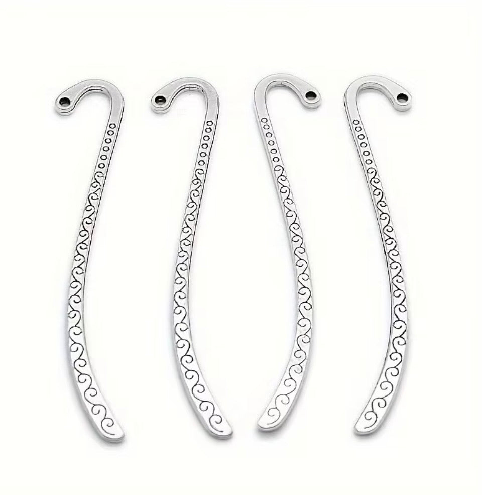 Metal Beadable Bookmark Blanks | Silver | Plain & Decorative | Charm Hole | Bead Rod Customizable