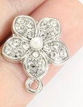 Cherry Blossom Pearl & Rhinestone Pendant — Stainless Steel Charm for Necklaces, Bracelets, Earrings & Dust Plugs | Vintage Romantic Style