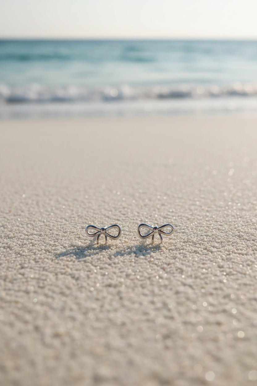 Silver Bow Stud Earrings | Dainty Stainless Steel Bow Earrings