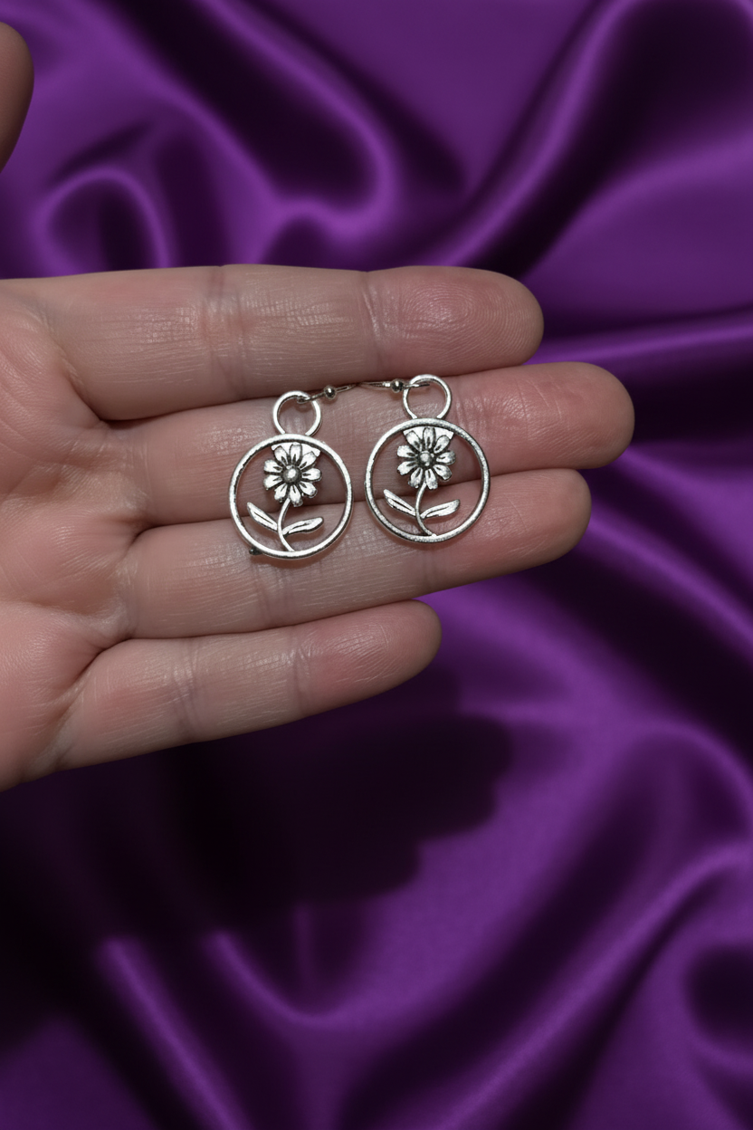Daisy Halo Drop Earrings | Stainless Steel Boho Dangle Earrings