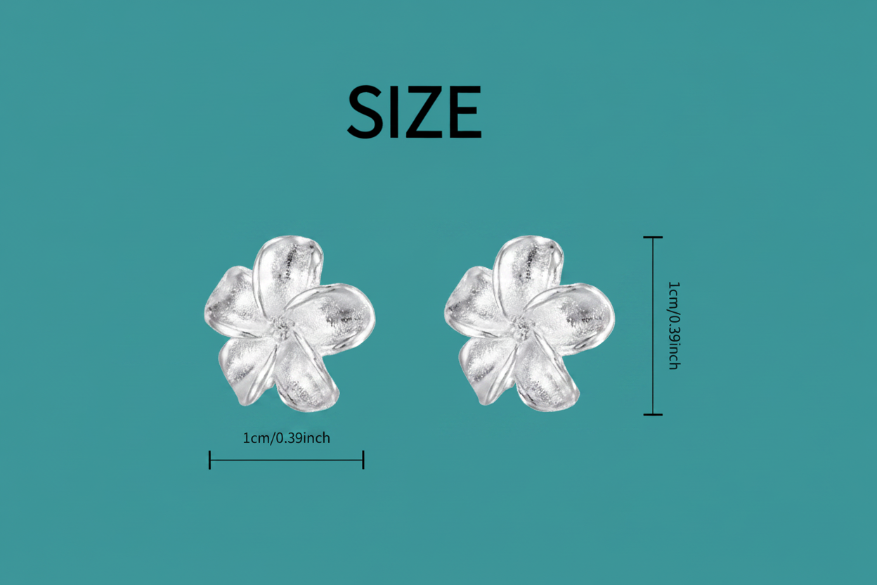Gardenia Flower Screwback Stud Earrings | Stainless Steel Floral Studs