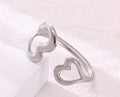 Statement Stainless Steel Double Heart Adjustable Cuff Bracelet | Silver