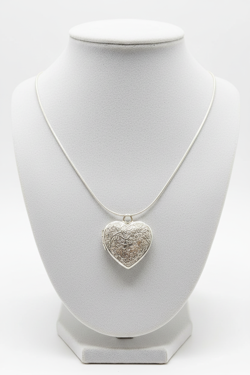 Vintage/Romantic Inspired Sterling Silver .925 Filigree Heart Pendant Necklace | Custom Chain & Length