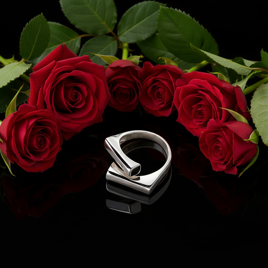 Art Deco Modern Luxe Adjustable Silver Ring | Stainless Steel | Sizes 5–9 | Tarnish-Resistant | Includes Polishing Cloth