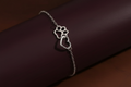 Classic Silver Plated Paw Print & Heart Bracelet / Anklet | Custom Size