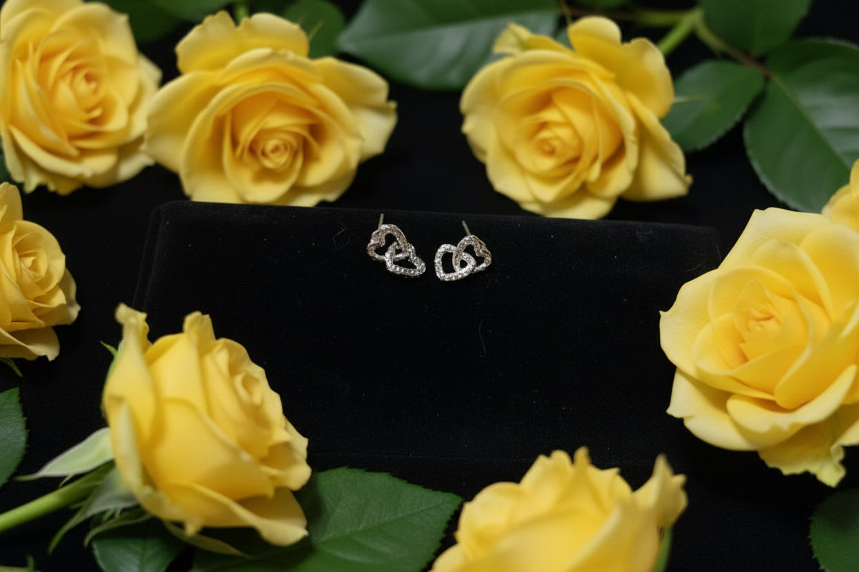 Double Heart Dangle Earrings | Stainless Steel