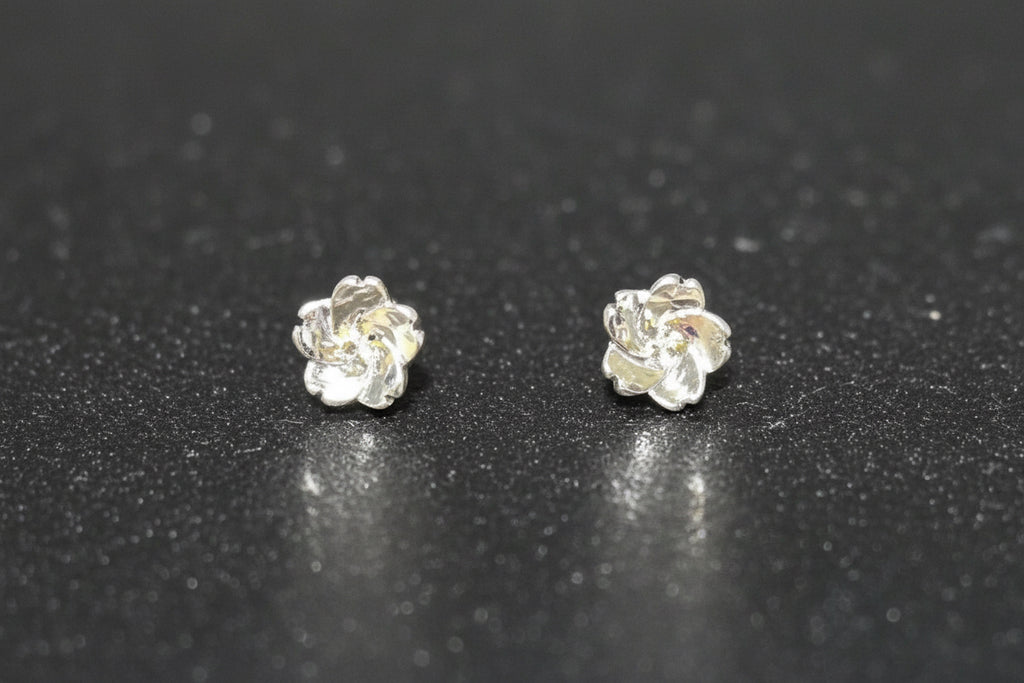 Sterling Silver .925 Flower Earrings with Crystal Center