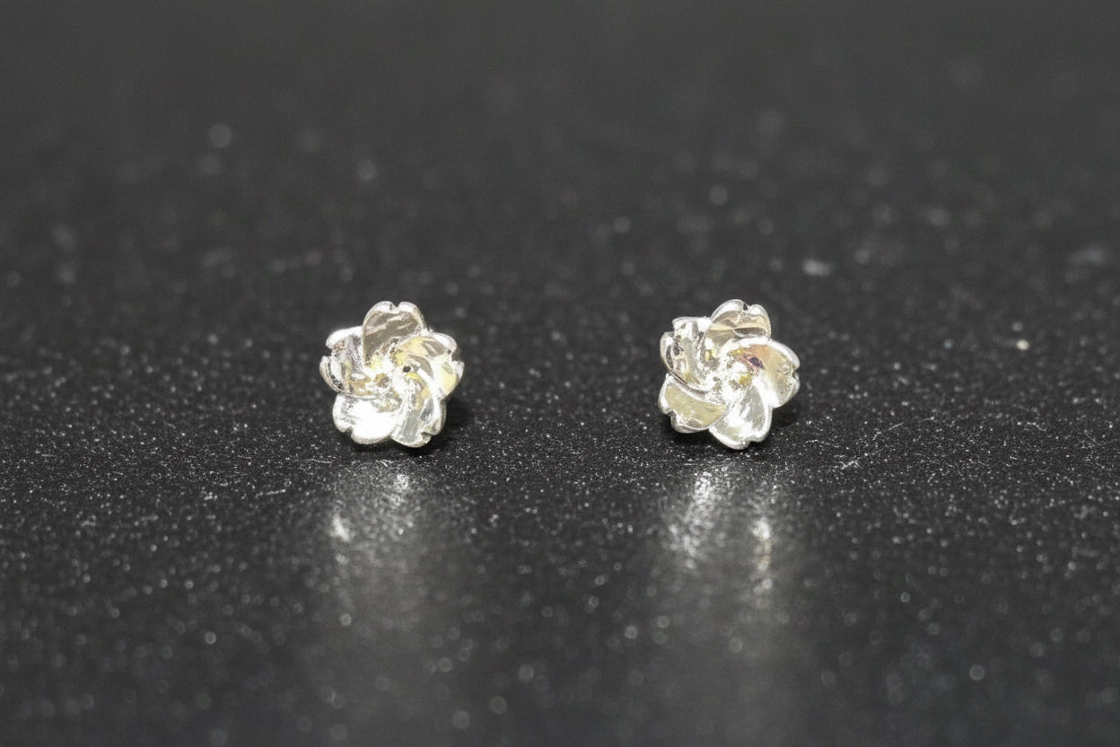 Sterling Silver .925 Flower Earrings with Crystal Center