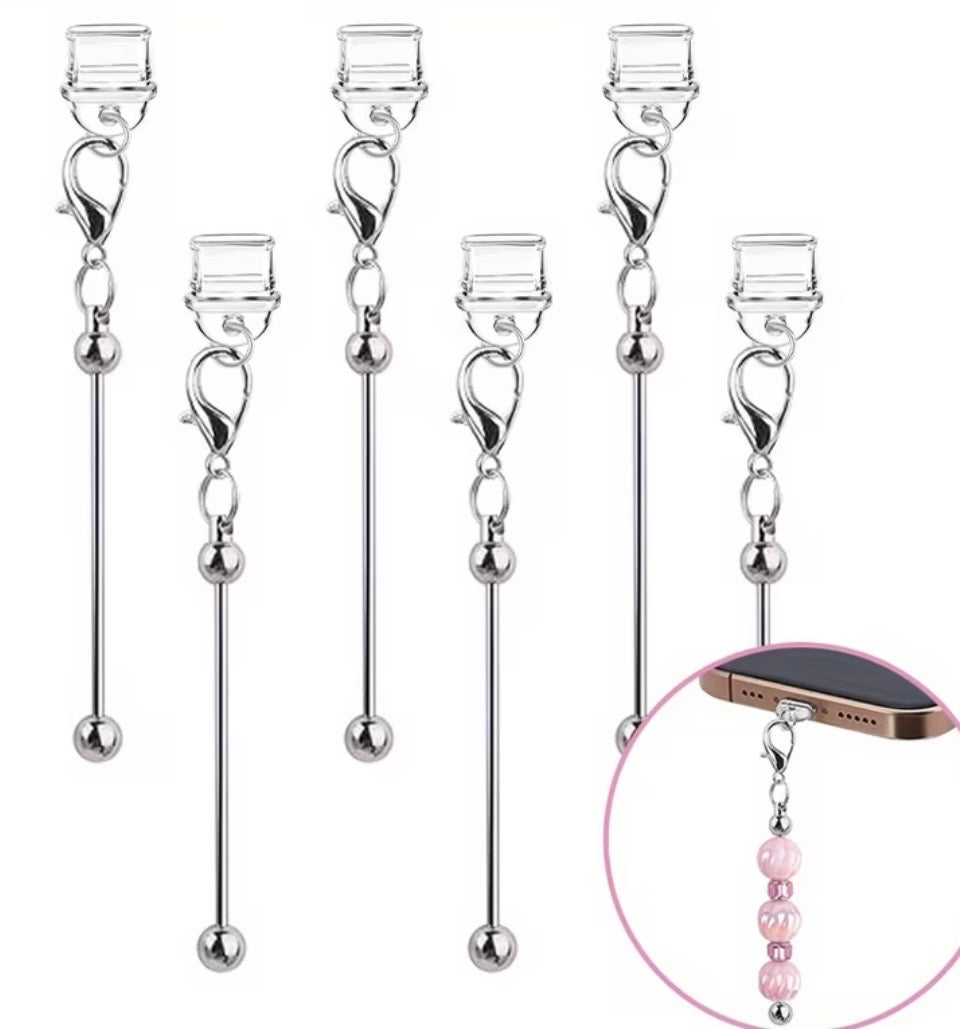 Clear USB-C Dust Plug with Charm Hole | Phone Accessory & Port Protector