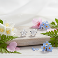 Gardenia Flower Screwback Stud Earrings | Stainless Steel Floral Studs