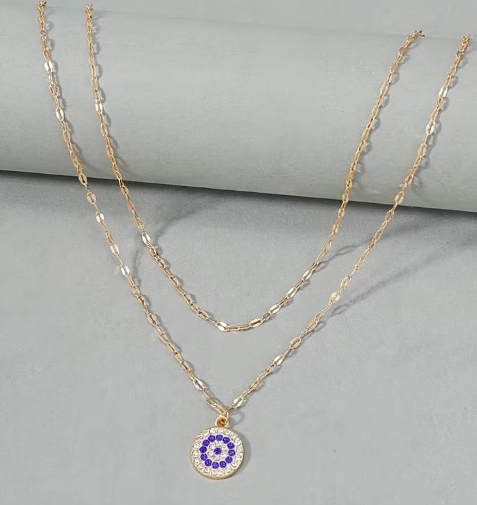 Modern Luxe Evil Eye Multi-Layer Stainless Steel Charm & Jewelry | Silver & Blue