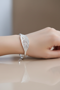 Leaf Motif Bangle Bracelet | Stainless Steel Botanical Cuff
