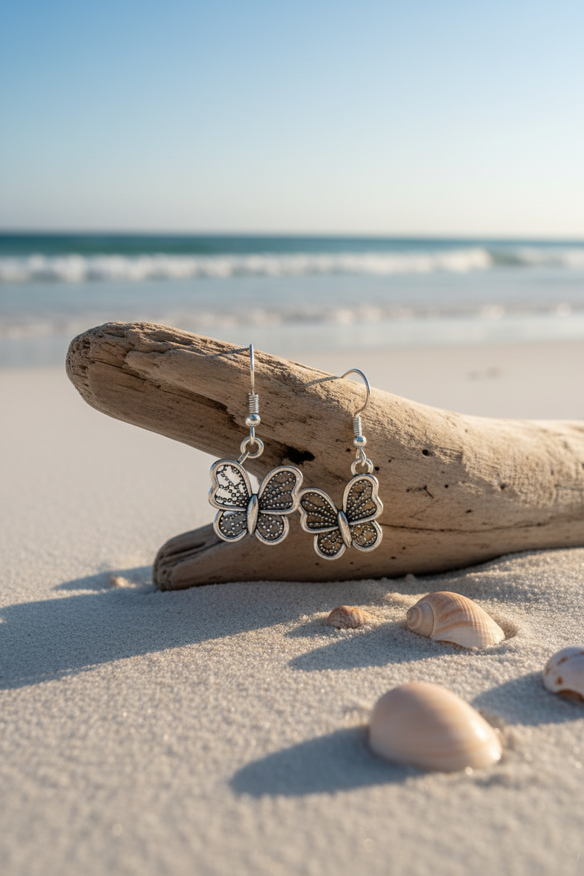 Vintage Boho Butterfly Dangle Earrings | Stainless Steel Earrings