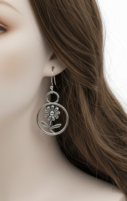 Daisy Halo Drop Earrings | Stainless Steel Boho Dangle Earrings