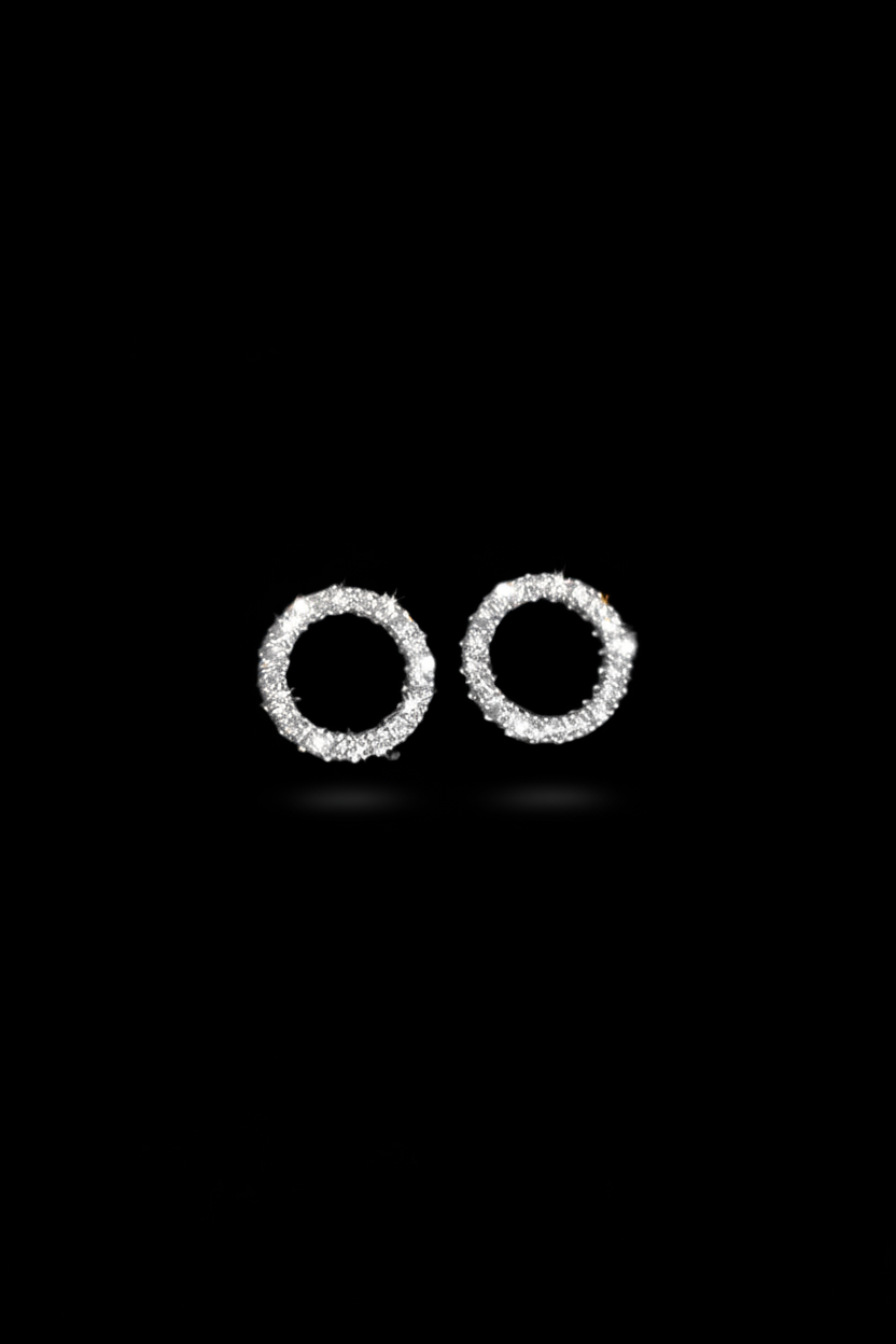 Round Rhinestone Stainless Steel Stud Earrings – Minimalist Everyday Jewelry