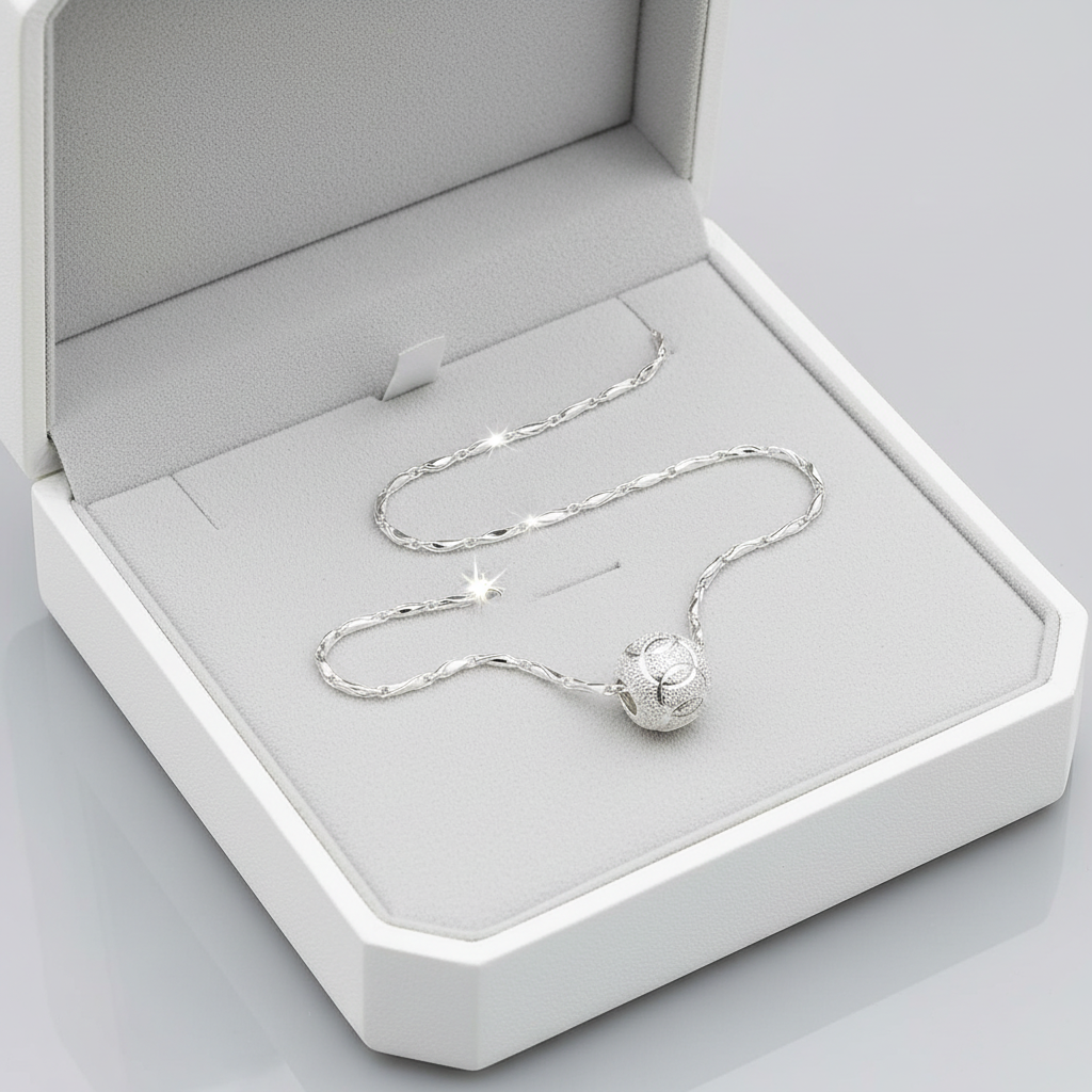 Stainless Steel Sphere Ball Pendant Necklace | Modern Luxe Clavicle Chain