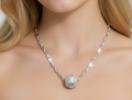 Stainless Steel Sphere Ball Pendant Necklace | Modern Luxe Clavicle Chain