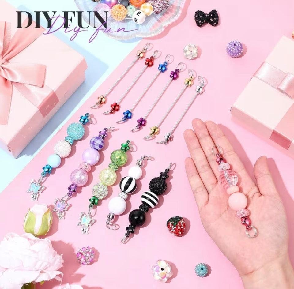 Multicolor Flower DIY Rod Keychain Blanks | Beadable Keychain Craft Supplies