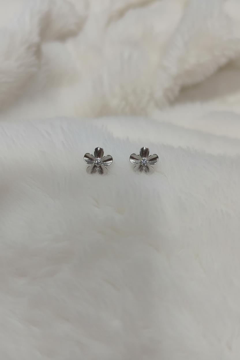 Gardenia Flower Screwback Stud Earrings | Stainless Steel Floral Studs