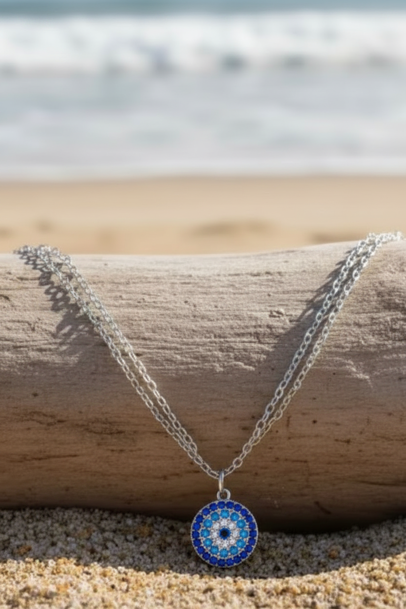 Modern Luxe Evil Eye Multi-Layer Stainless Steel Charm & Jewelry | Silver & Blue
