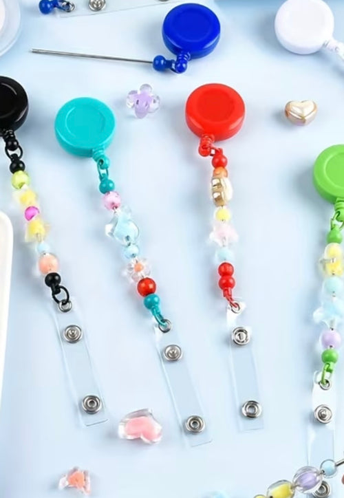 Beadable Badge & ID Holder Blanks | Retractable | Charm Hole | Multicolor | DIY Craft Supplies