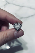 Modern Luxe Silver Heart Charm with Black Outline on Stainless Steel — Perfect for Charm Bars & DIY Jewelry