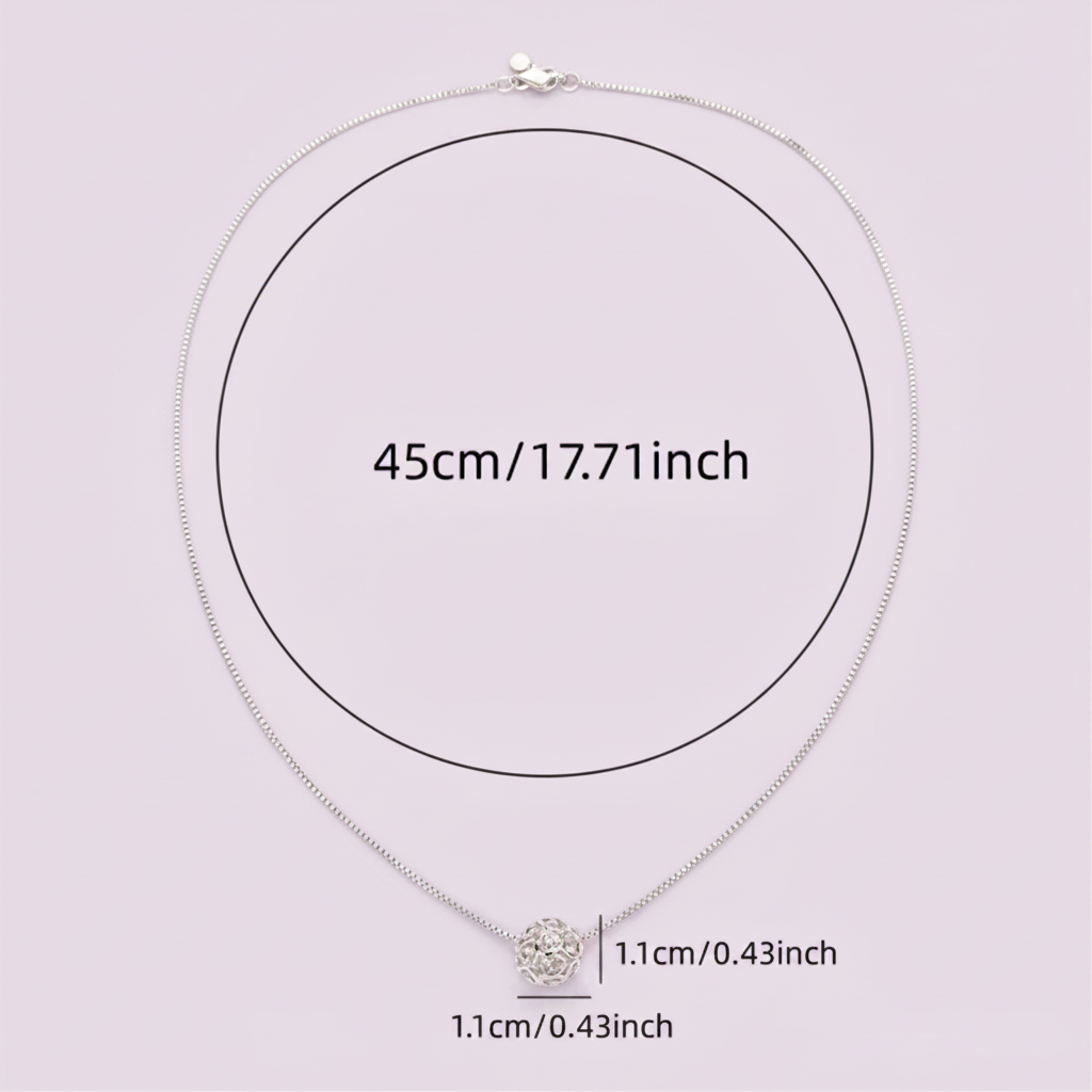Love Heart Sphere Pendant Necklace | Stainless Steel Ball & Heart Necklace