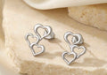 Classic Triple Heart Stainless Steel Earrings | Silver