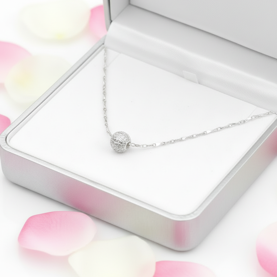 Stainless Steel Sphere Ball Pendant Necklace | Modern Luxe Clavicle Chain