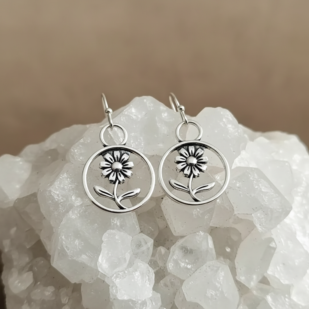 Daisy Halo Drop Earrings | Stainless Steel Boho Dangle Earrings