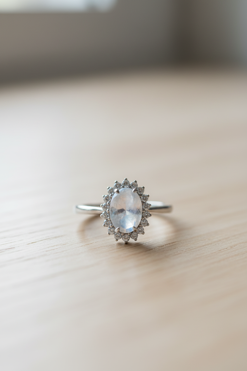Bohemian Opal & Rhinestone Statement Ring | Silver Plated Boho Ring | Sizes 7 & 8