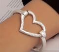 Classic & Timeless Hand Hammered Sterling Silver .925 Heart Bangle Bracelet | Adjustable
