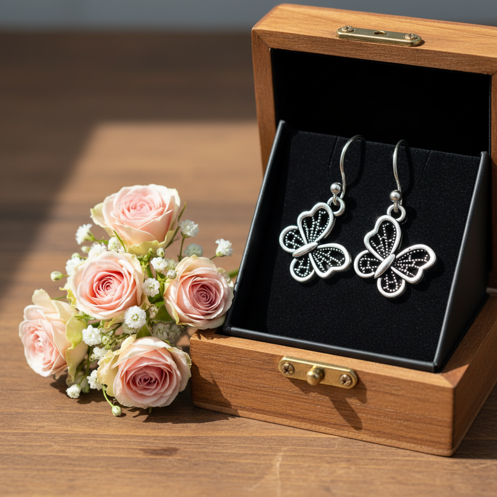 Vintage Boho Butterfly Dangle Earrings | Stainless Steel Earrings