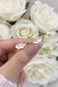 Plum Blossom Branch Stud Earrings | White Flower & Leaf Detail