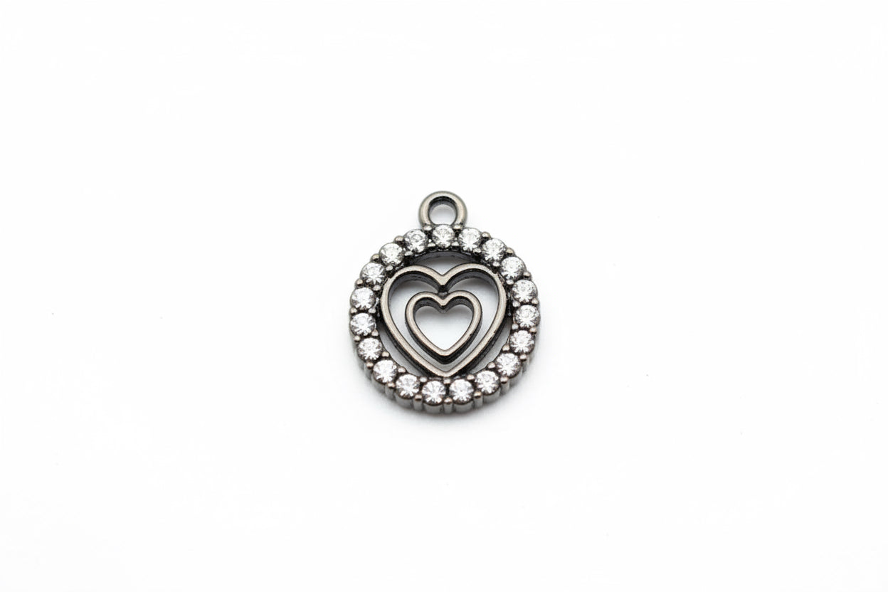 Double Heart Pendant & Charm — Vintage Romantic Style