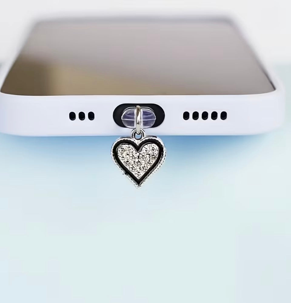 Modern Luxe Silver Heart Charm with Black Outline on Stainless Steel — Perfect for Charm Bars & DIY Jewelry