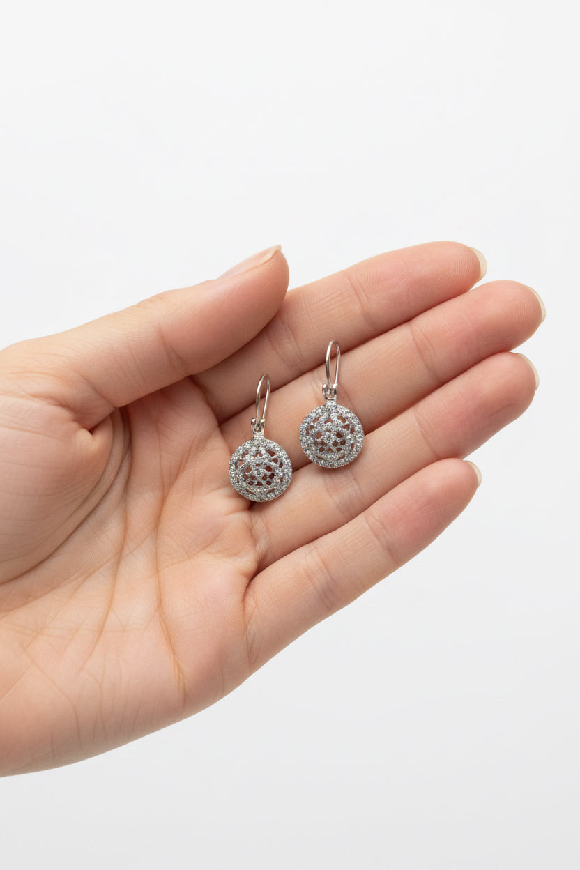 Art Deco Dangle Earrings | Vintage Silver Plated Leverback Drop Earrings