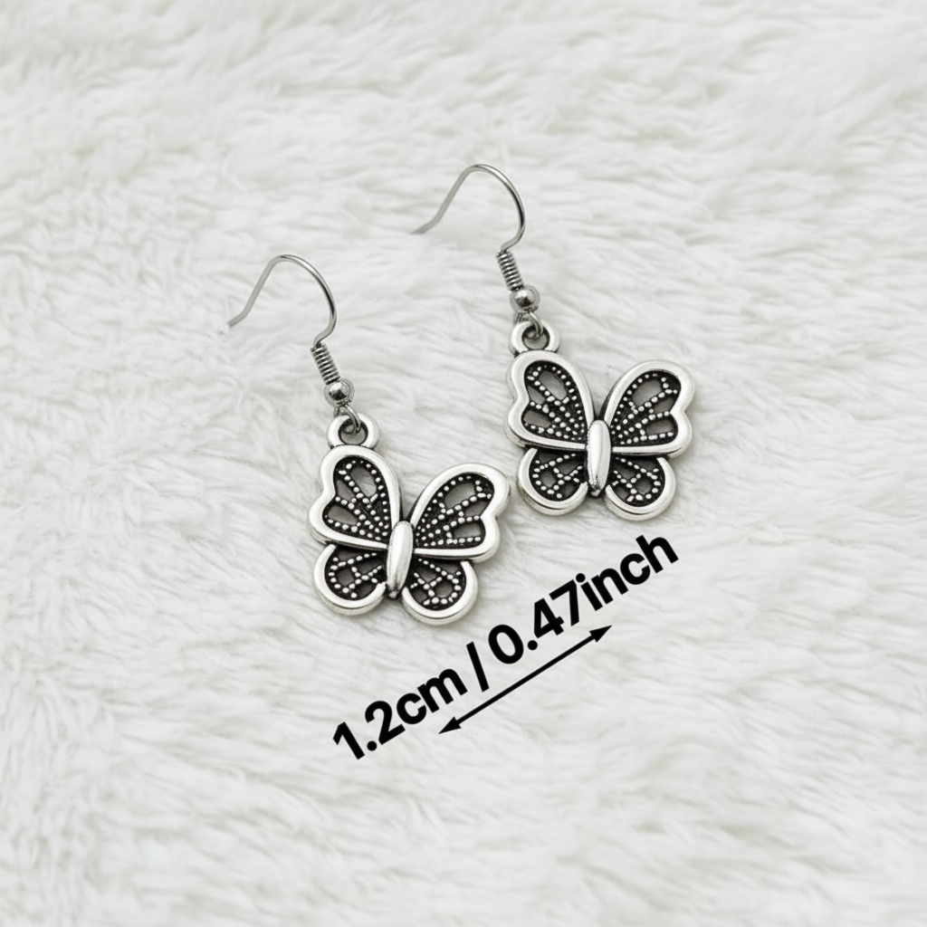 Vintage Boho Butterfly Dangle Earrings | Stainless Steel Earrings