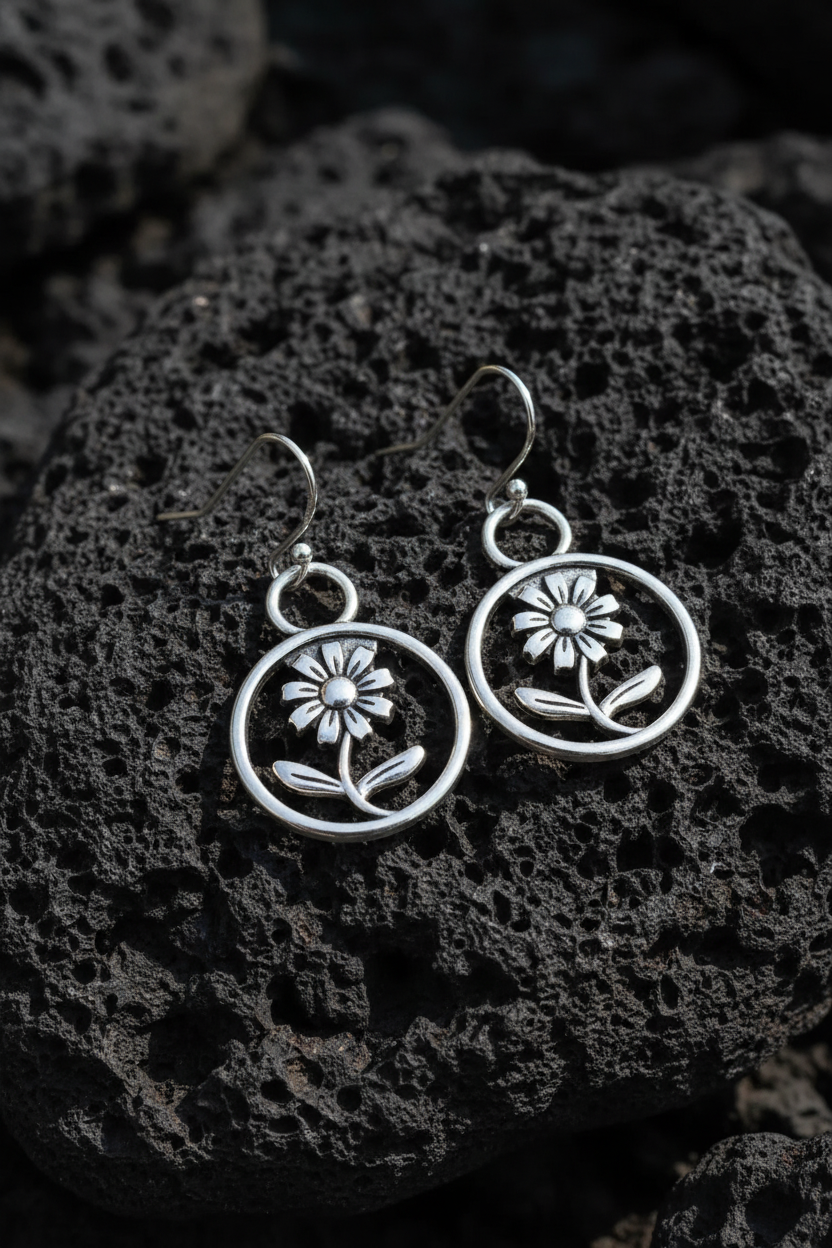 Daisy Halo Drop Earrings | Stainless Steel Boho Dangle Earrings