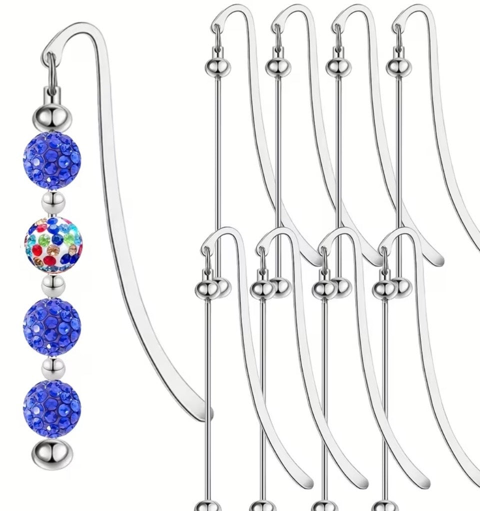 Metal Beadable Bookmark Blanks | Silver | Plain & Decorative | Charm Hole | Bead Rod Customizable