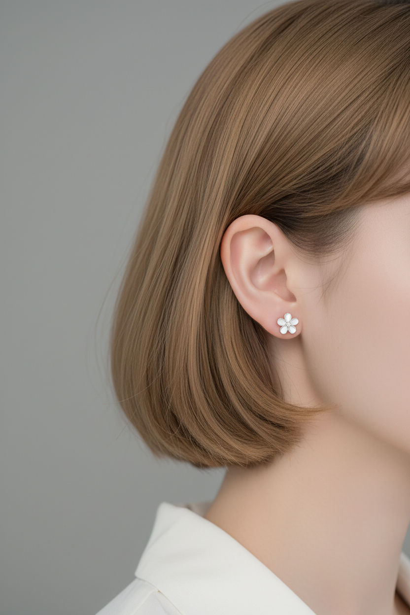 Sterling Silver .925 Flower Earrings with Crystal Center