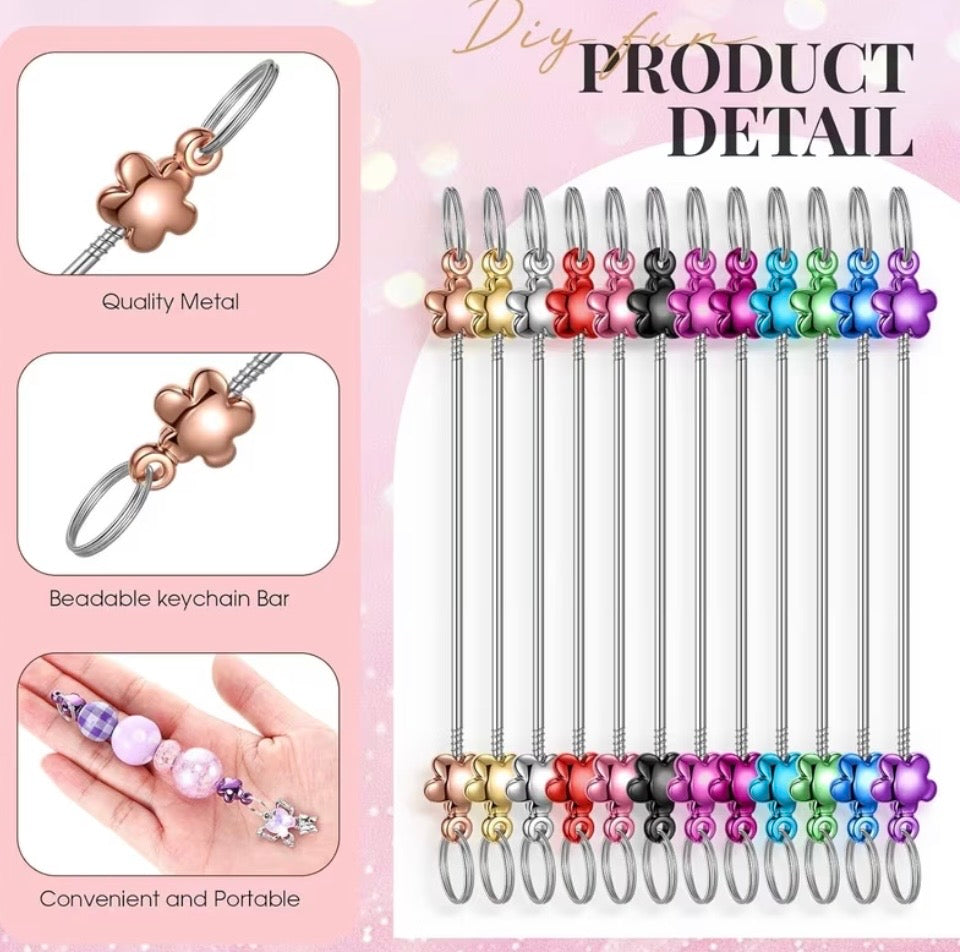 Multicolor Flower DIY Rod Keychain Blanks | Beadable Keychain Craft Supplies