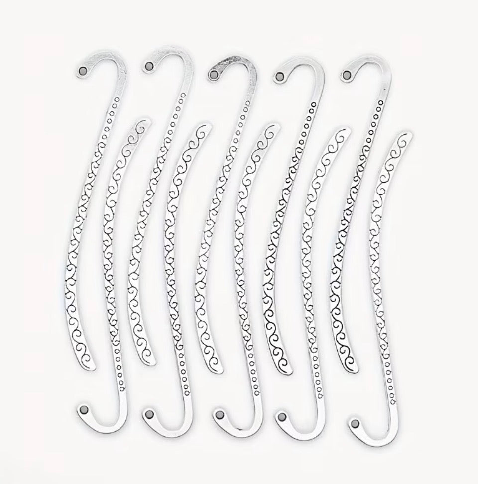 Metal Beadable Bookmark Blanks | Silver | Plain & Decorative | Charm Hole | Bead Rod Customizable