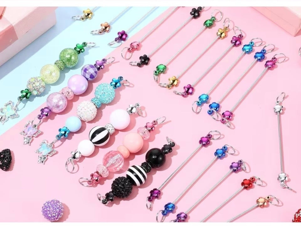Multicolor Flower DIY Rod Keychain Blanks | Beadable Keychain Craft Supplies