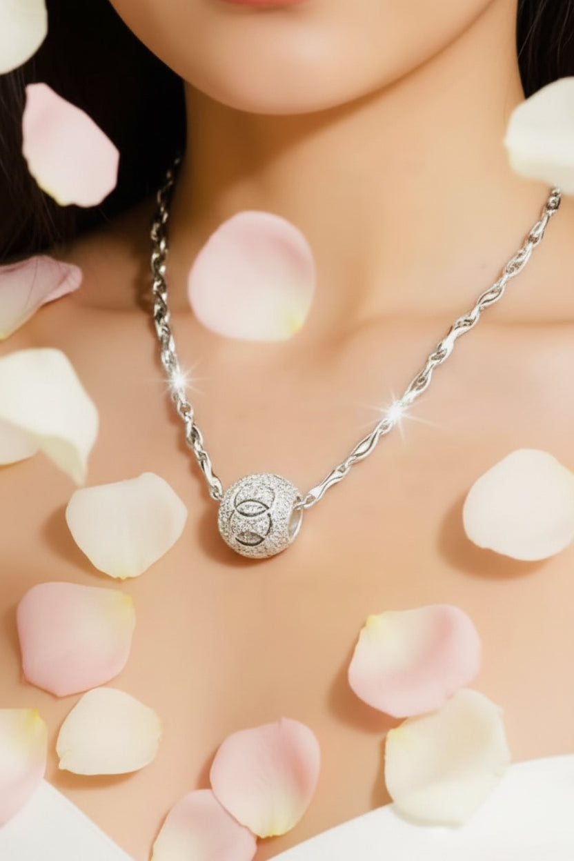 Stainless Steel Sphere Ball Pendant Necklace | Modern Luxe Clavicle Chain