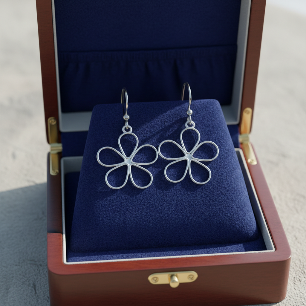 Open Flower Drop Earrings | Stainless Steel Boho Dangle Earrings