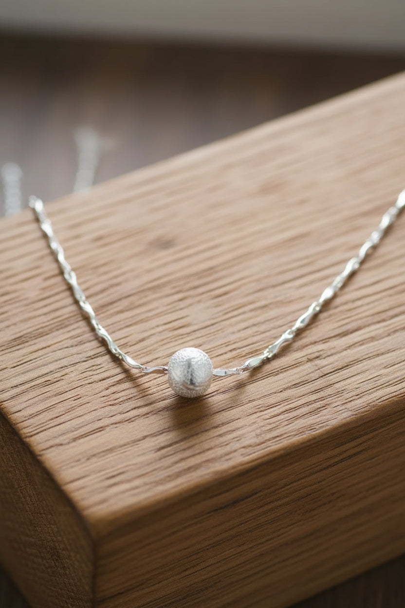 Stainless Steel Sphere Ball Pendant Necklace | Modern Luxe Clavicle Chain