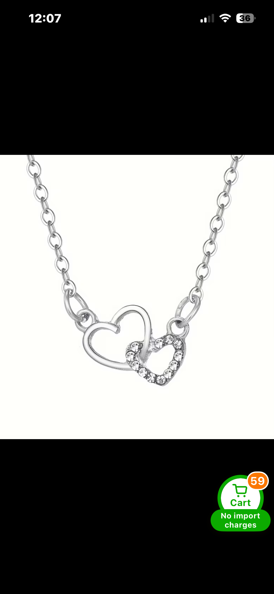 Double Heart Crystal Necklace | Vintage Romance | Sterling Silver-Tone Stainless Steel