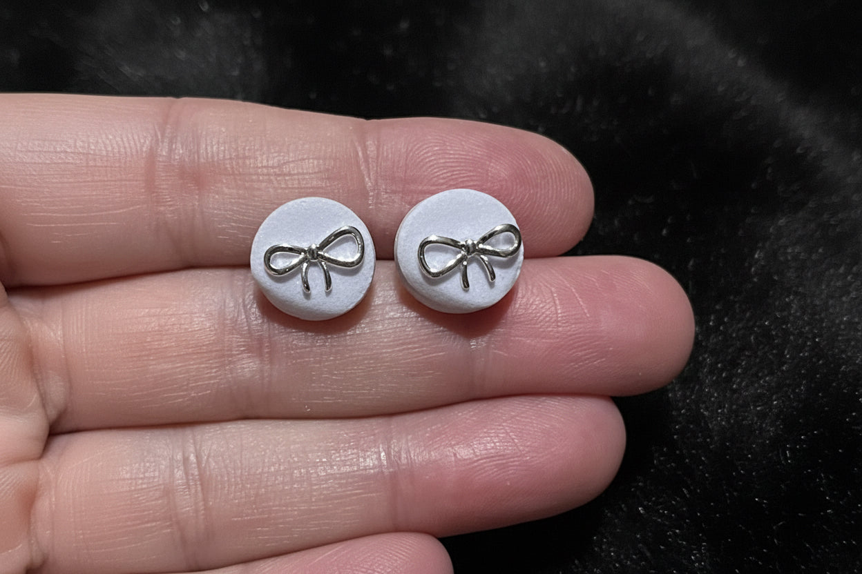 Silver Bow Stud Earrings | Dainty Stainless Steel Bow Earrings